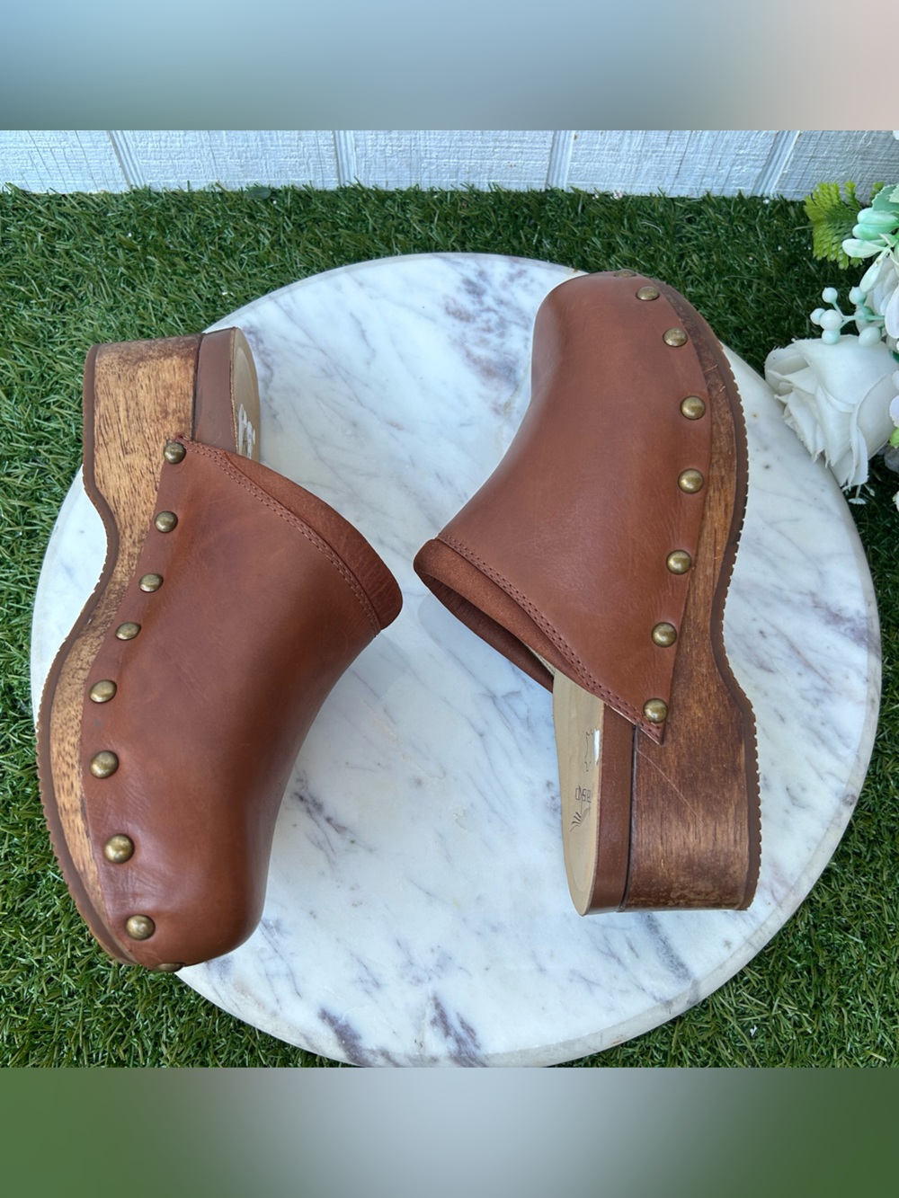 Dansko Andie 
$220 women size 37 US 6-6.5 gently used
Color Tan Calf Mule - Picture 8 of 16